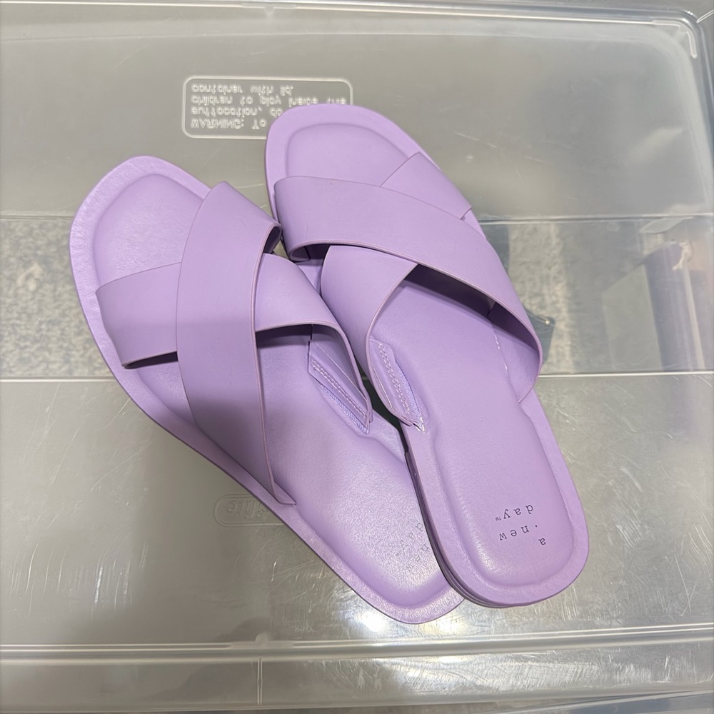 a new day Women's Purple Slide Sandals